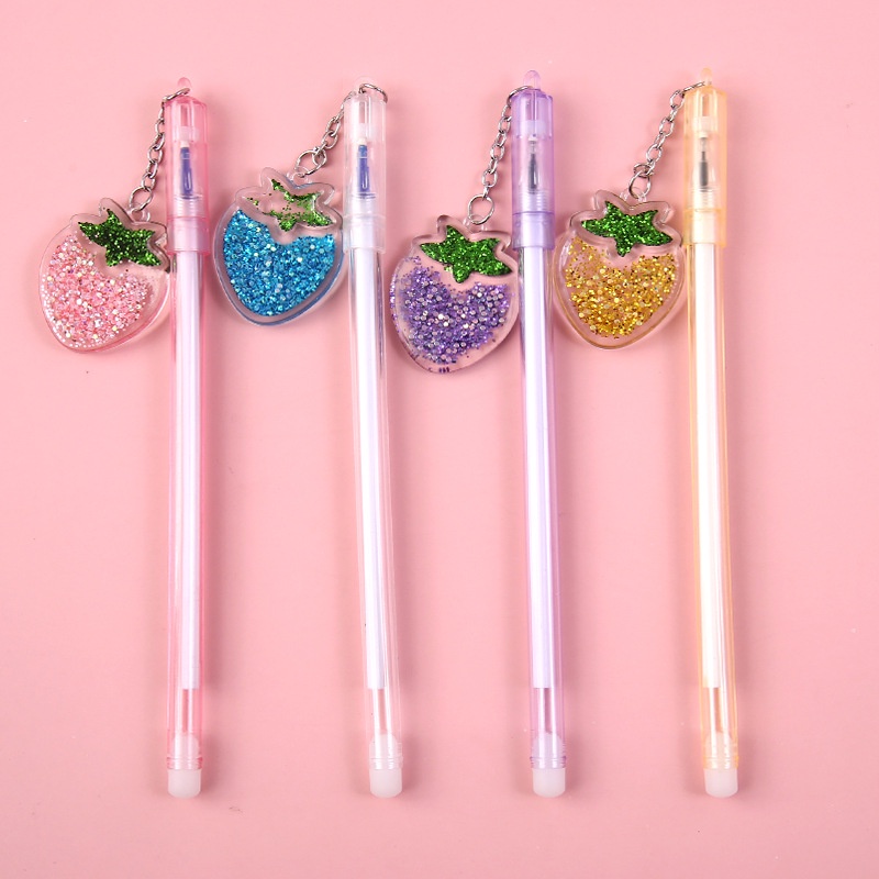 Set 12 Cây Bút Gel Tẩy Xóa Đươc nắp bút tòn ten dễ thương (mix nhiều mẫu)