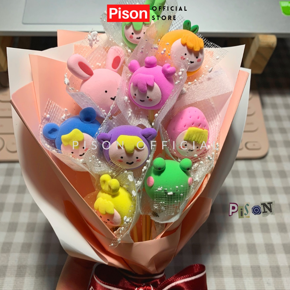 Hộp quà tặng Pison bó hoa mini từ đất sét xốp nhẹ - chiều cao 19cm - 01 cái