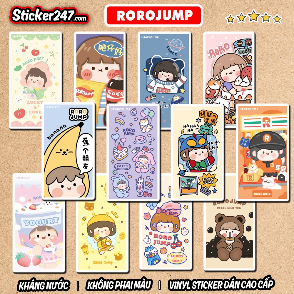 Sticker Roro Jump Cute 𝑭𝒓𝒆𝒆𝒔𝒉𝒊𝒑 chống nước, sticker dán laptop, điện thoại, đàn guitar, mũ bảo hiểm, vali