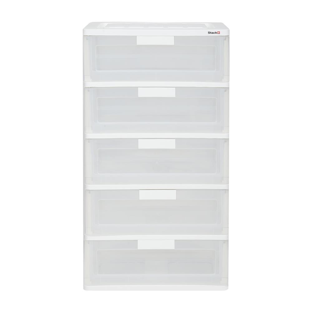 HomeBase STACKO Tủ nhựa 5 tầng Thái Lan W58.5xD41xH109 Cm màu trắng trong
