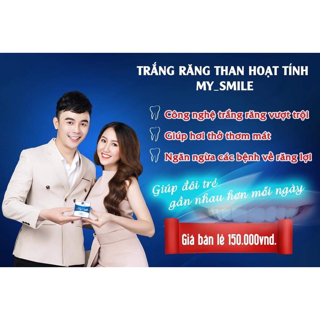 Bột trắng răng, làm trắng răng bằng than hoạt tính My Smile - 100% từ