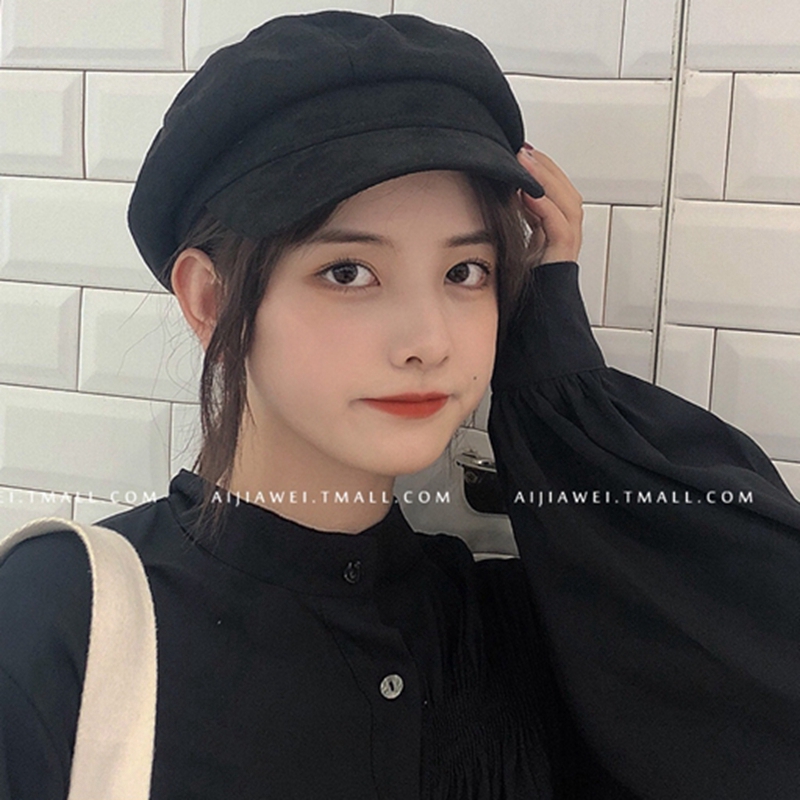 Women Beret Octagonal Cap Stylish Artist Painter Newsboy Hats Black Grey Beret Caps