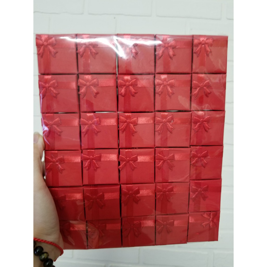 Combo 30 Hộp giấy vuông đựng nhẫn 1 khe CAO CẤP size 3,5x3,5x2,5cm màu đỏ