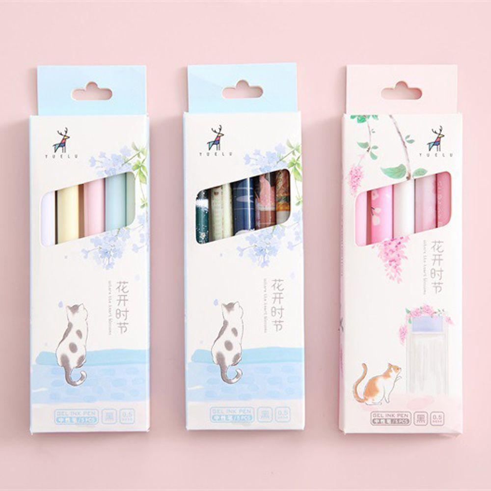 Bộ 5 Bút Mực Gel Ngòi 0.5mm Màu Đen Tiện Dụng Cho Học Sinh/ Văn Phòng