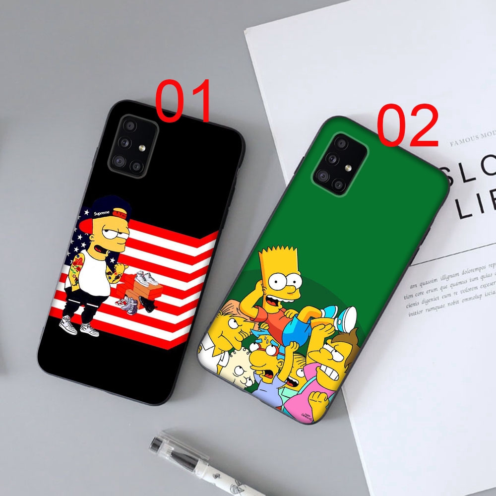 Ốp điện thoại mềm viền đen hình Bart Simpson cho Samsung Galaxy A11 A21 A41 A51 A71 A81 A91