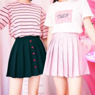 Chân váy xếp ly phối nút kèm ảnh thật