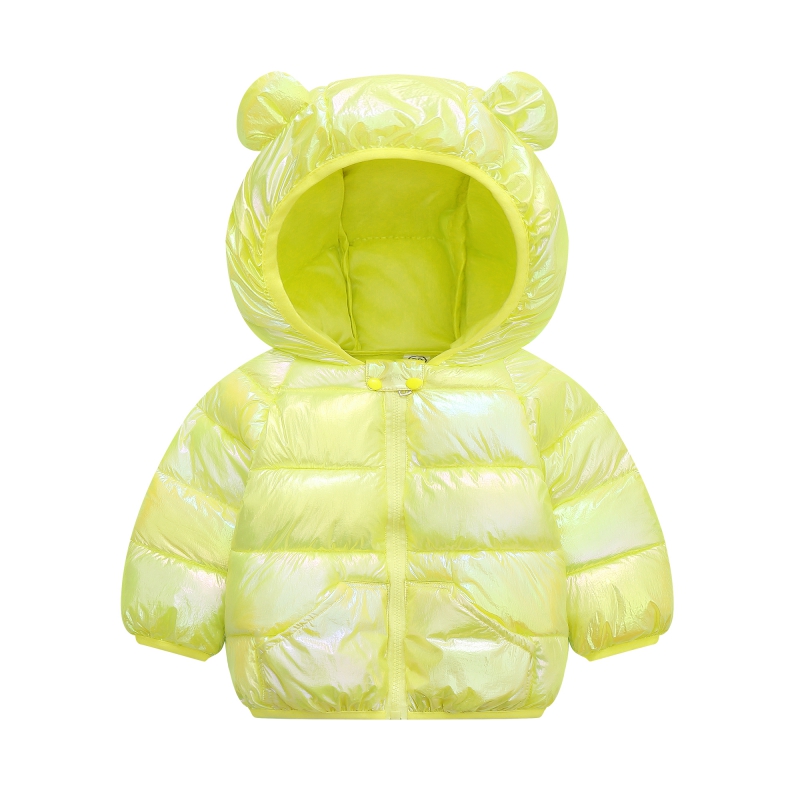 Áo khoác phao cotton siêu nhẹ khóa kéo có mũ dễ thương thời trang mùa đông dành cho bé