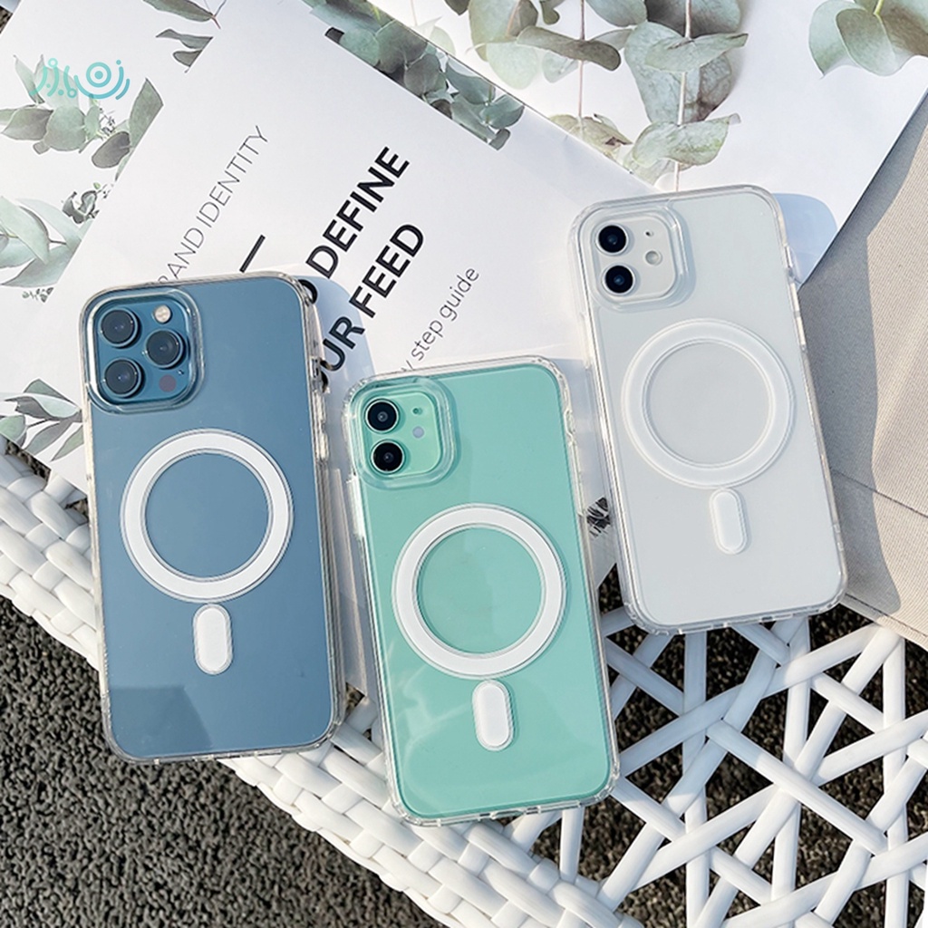 Ốp Điện Thoại Trong Suốt Từ Tính Kèm Sạc Không Dây Cho iPhone 11 12 13 Pro Max 7 8 Plus X XS Max XR SE 2020 7 + 8 + Plus 12 13