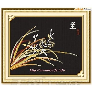 Tranh thêu chữ thập hoa lan