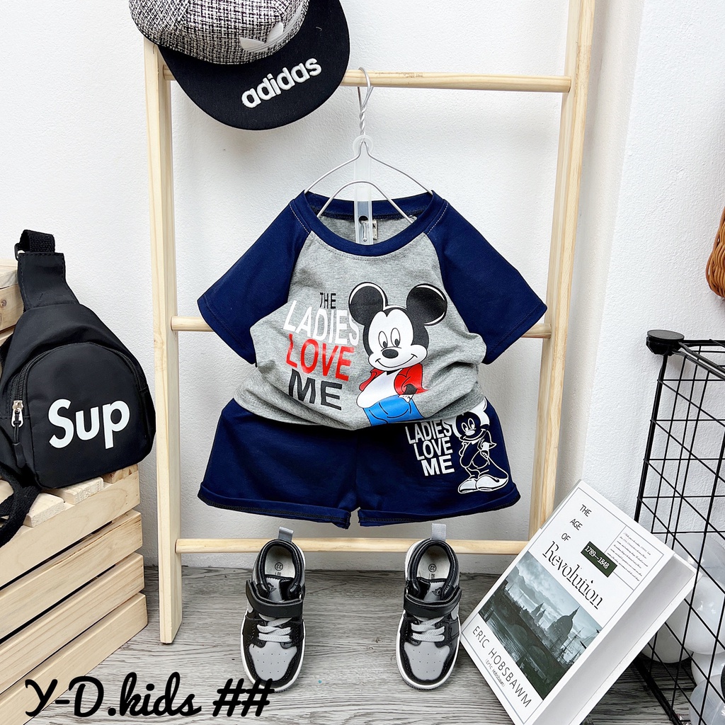 BOT14 - Bộ bé trai, bộ cộc tay bé trai, chất cottonin hình micky từ 8-21kg