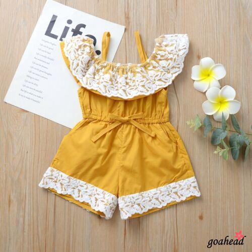 Bộ đồ áo liền thân jumpsuit phối ren hai dây dành cho bé gái sơ sinh