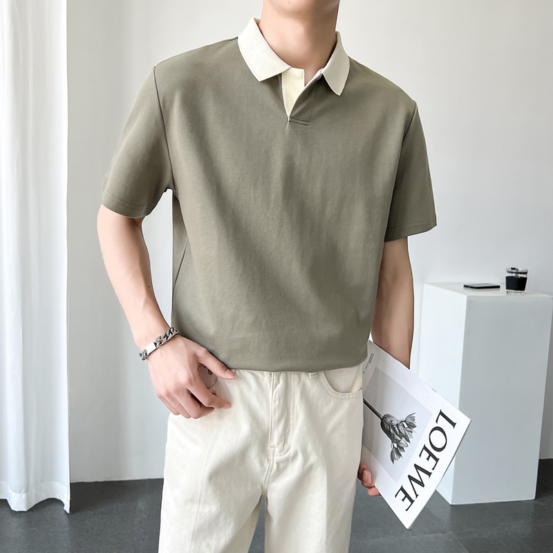 Áo Thun POLO Ngắn Tay Form Rộng Phong Cách Hàn Quốc Dành Cho Nam