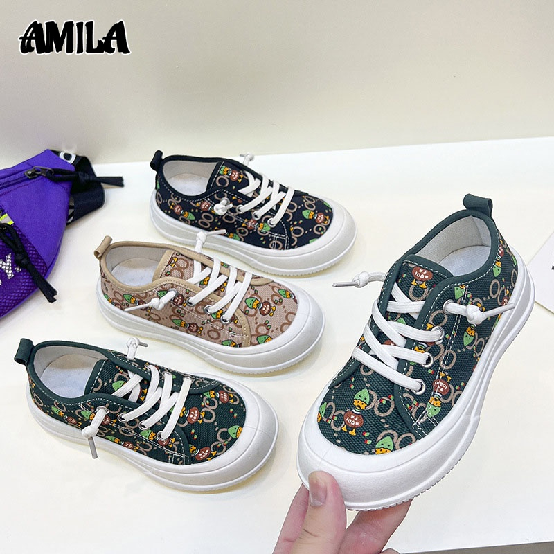 Giày AMILA vải canvas đế mềm thoáng khí phong cách phương Tây thời trang mùa thu cho trẻ em