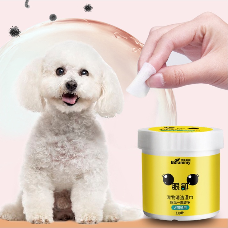 Khăn lau vết ố mắt tai cho thú cưng MCP chiết xuất lô hội lau sạch vết ố mắt thú cưng - Hộp 130 miếng