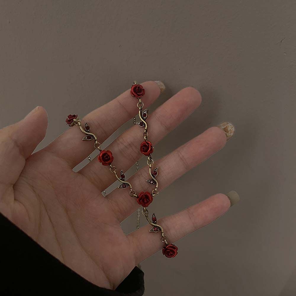 Vòng cổ choker bằng hợp kim mặt hoa hồng phong cách Hàn Quốc lãng mạn mừng năm mới cho nữ