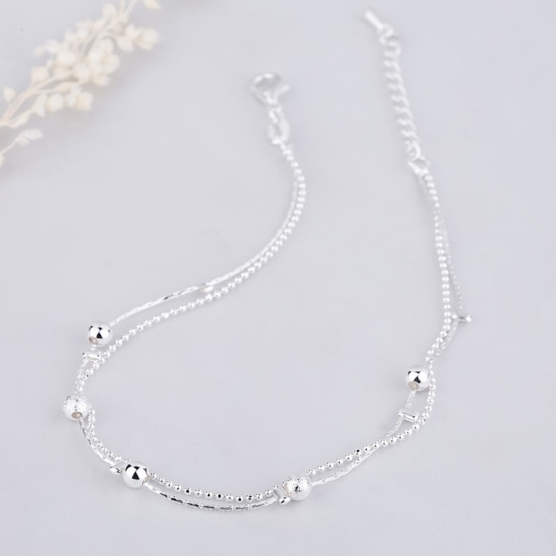 Lắc chân nữ bạc hạt cườm bi đơn giản cổ dễ thương phụ kiện trang sức ulzzang hàn quốc   namimi