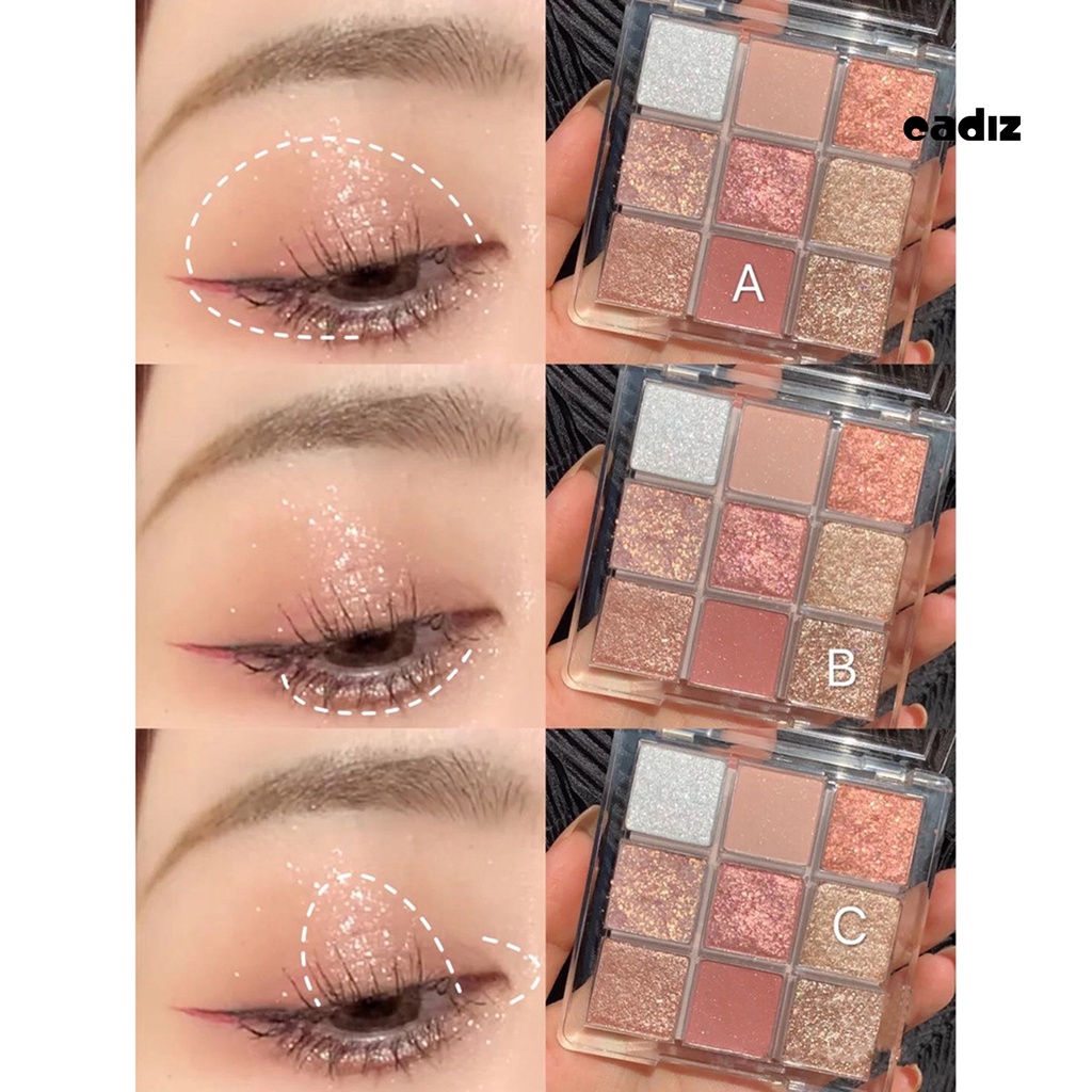 Bảng Phấn Mắt 9 Màu Lì/Nhũ Ngọc Trai Lâu Trôi Chất Lượng Cao