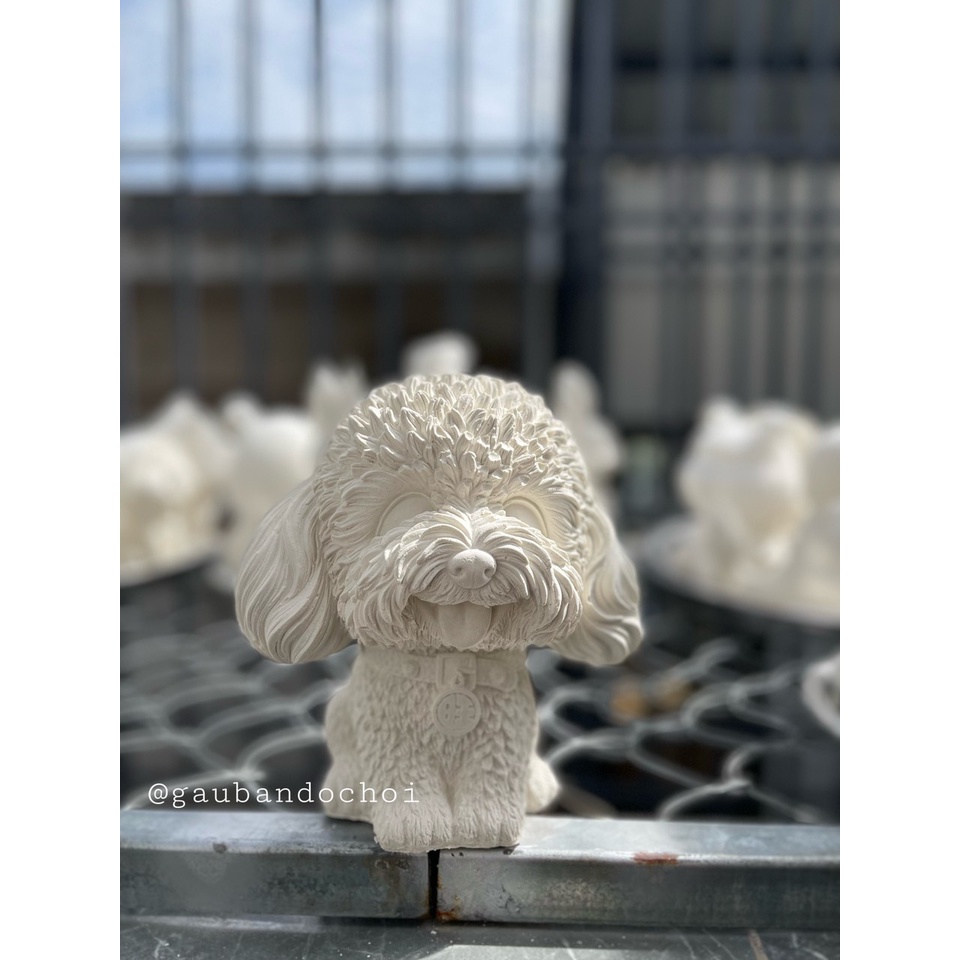 Tô tượng thạch cao chó xù size đại 19cm