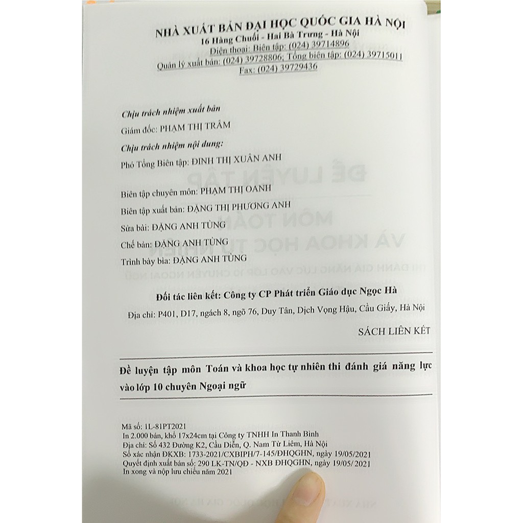 Sách - Đề luyện tập môn toán và KHTN thi đánh giá năng lực vào lớp 10