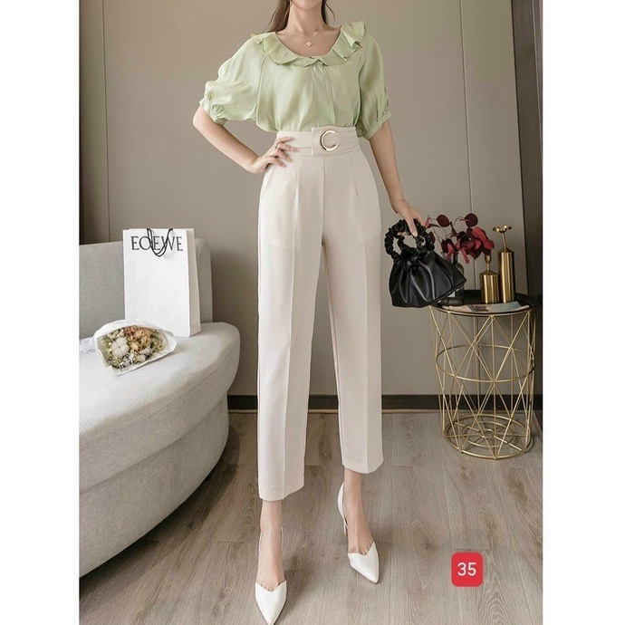 Quần tây nữ form rộng phối lưng kiểu siêu xinh ❤️FREESHIP❤️ Quần baggy công sở vải tuyết mưa mịn xịn A-T Fashion - QTM35 | BigBuy360 - bigbuy360.vn