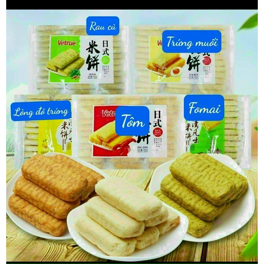 Gói 300G ( 39 Cái) Bánh Gạo Vetrue Đài Loan vị : Phô Mai,Trứng Muối, Rau Củ..