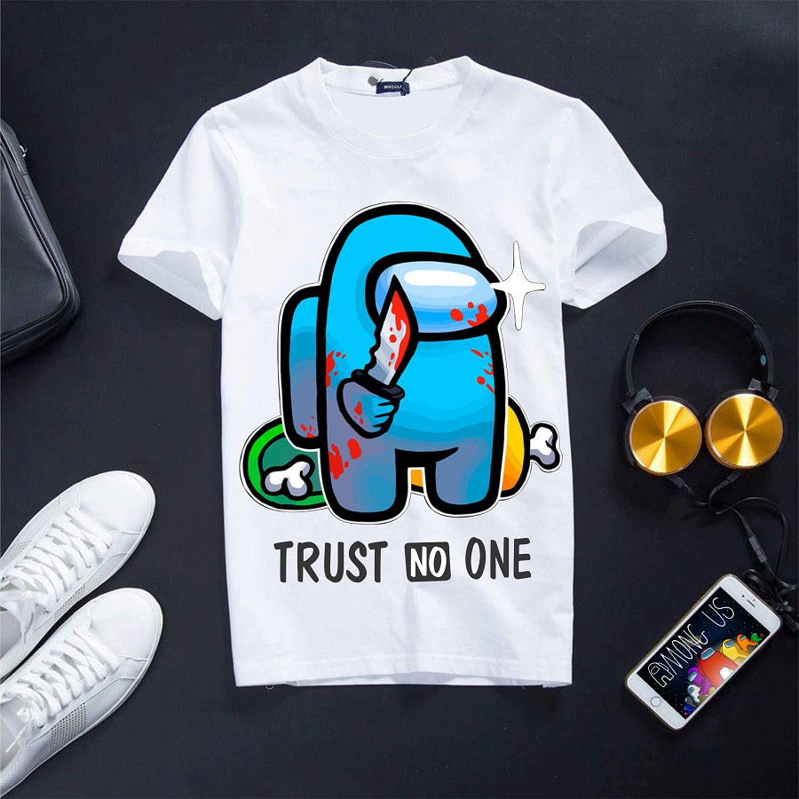 Áo Among US [ SALE 50%] TRUST NO ONE Cổ Tròn Chất Liệu Mềm Mịn Co Dãn 4 Chiều - áo game HOT