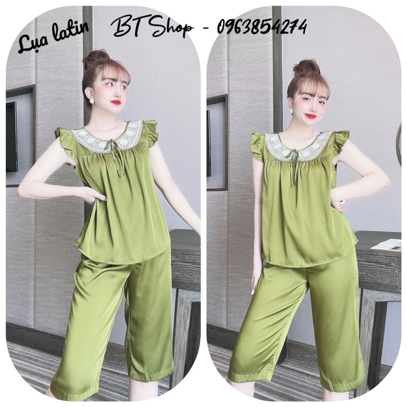 Đồ ngủ mặc nhà lụa latin cánh tiên trơn lửng freesize 42-57kg