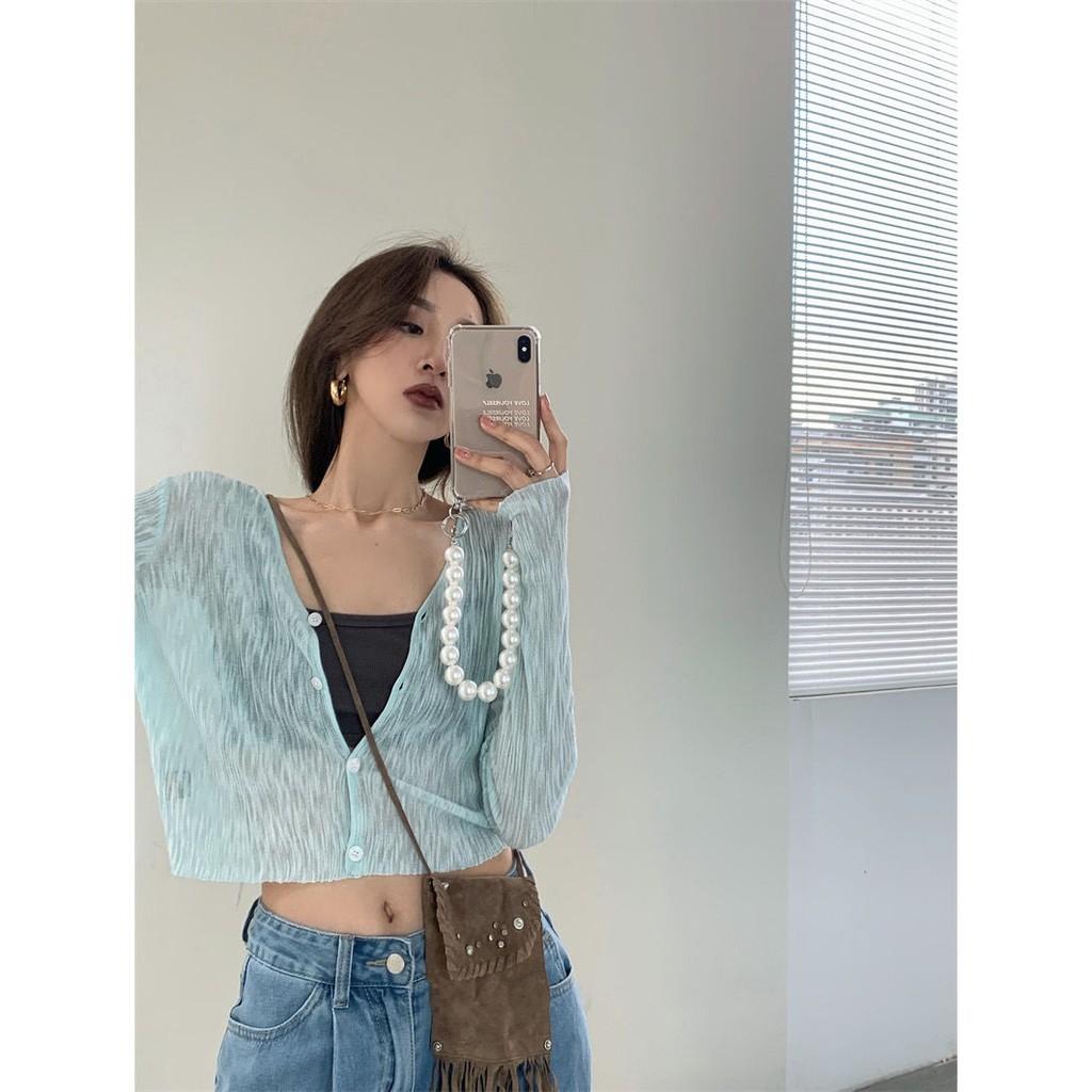 Áo Khoác Cardigan Tay Dài Cổ Chữ V Màu Sắc Đơn Giản Thanh Lịch Cho Nữ