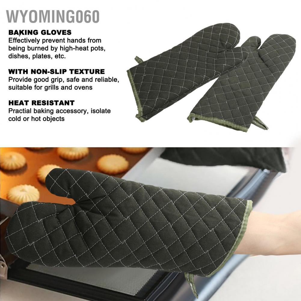[Hàng Sẵn] Găng tay cách nhiệt Màu xanh lá cây Bông dày chịu nhiệt Phụ kiện nhà bếp 【Wyoming060】