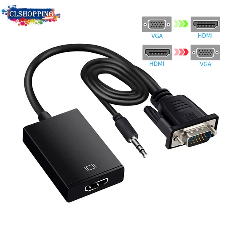 Bộ Chuyển Đổi VGA Sang HDMI 3.5mm Cổng Ra Âm Thanh Và USB 1080P VGA Đầu Vào HDMI  Hỗ Trợ Kỹ Thuật Số Cho Máy Tính Laptop Sang TV