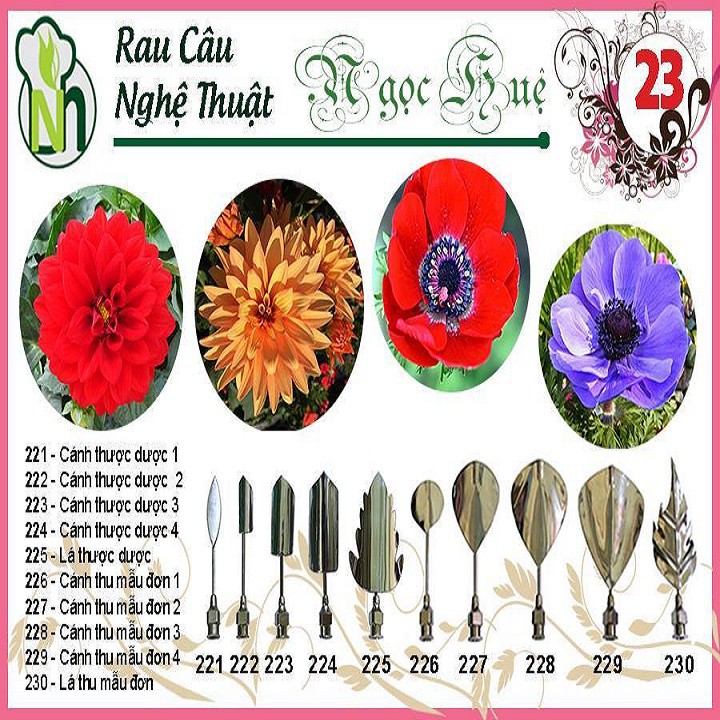 Dụng cụ làm thạch rau câu 3D Ngọc Huệ (bộ số 23 - hoa thược dược, thu mẫu đơn)