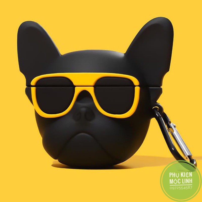 ☘️Tặng kèm móc☘️Case Airpod Pro 2 2022 ..Vỏ bao bọc Bulldog đựng tai nghe không dây airpods silicon Chó Bull kính vàng
