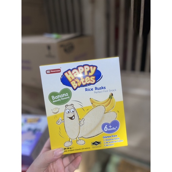 BÁNH GẠO HAPPY BITES CHO BÉ ĂN DẶM HỘP 50gr