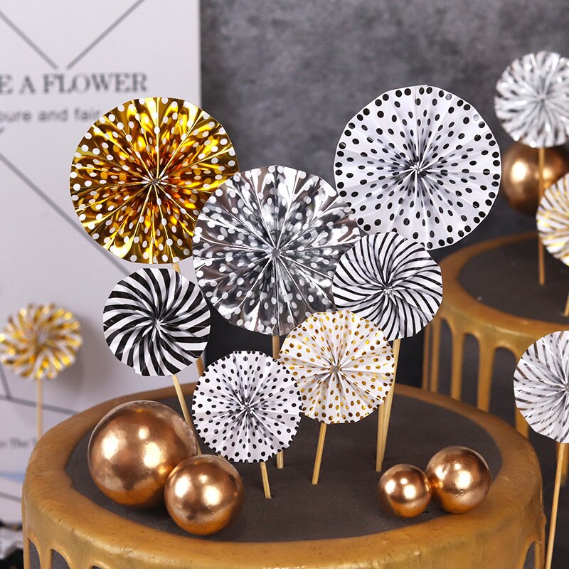 Set 4 Que Cắm Trang Trí Bánh Hình Quạt Giấy Xinh Xắn