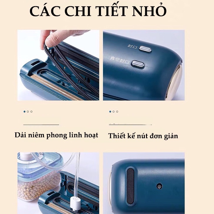 Máy hút chân không thực phẩm mini Bear FKJ-C01J1, 100W, tự động màn hình hiển thị điện tử, Hàng Chính Hãng, BH 12 tháng