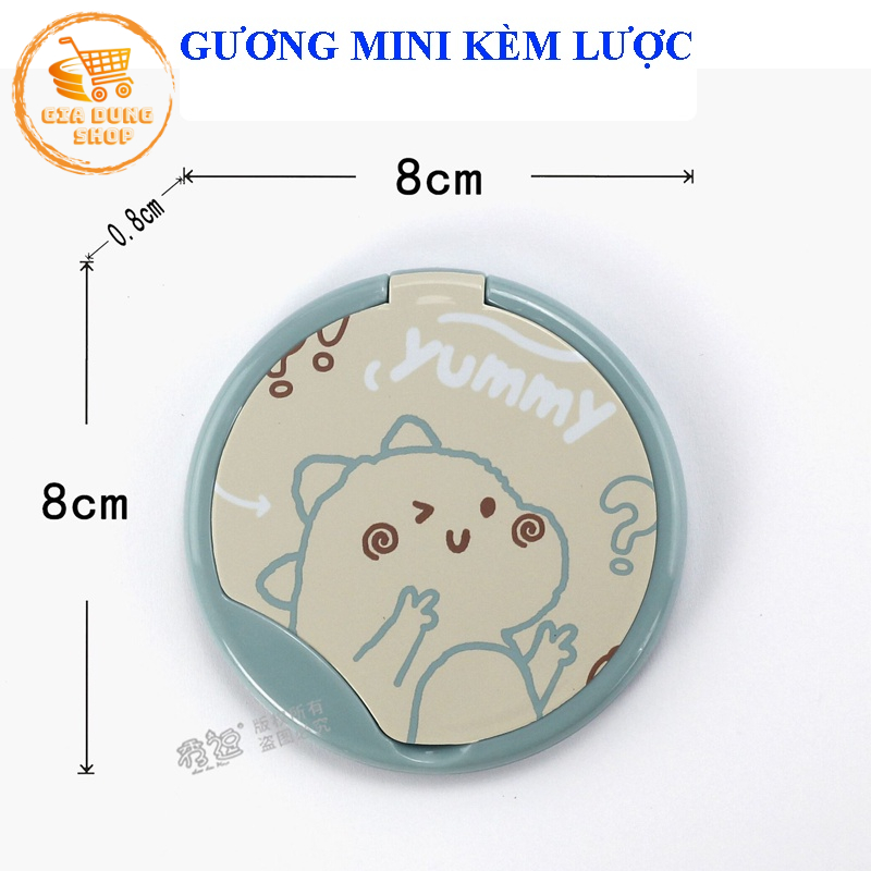 Gương mini kèm lược hoạ tiết hoạt hình dễ thương tiện lợi đem đi du lịch, dùng đi học, đi làm.