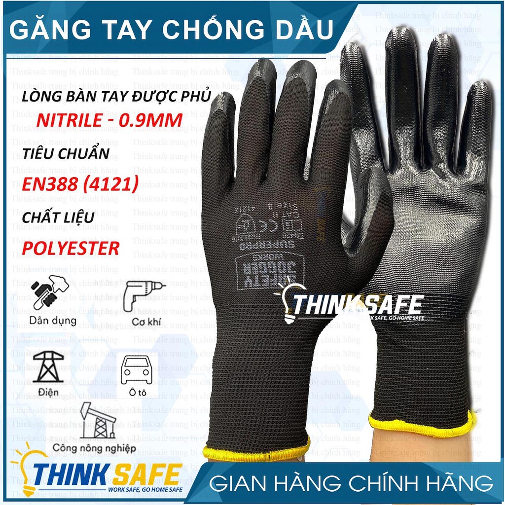 Găng tay chống dầu Jogger Superpro găng phủ PU bắm chắc, chống dầu, chống trơn trượt (đen)