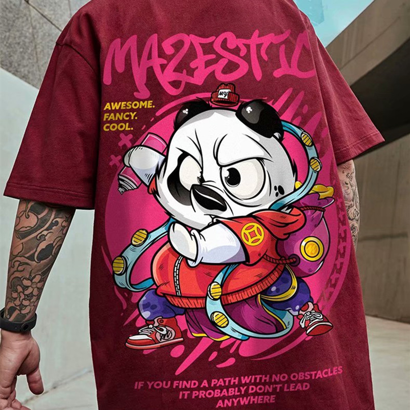 Áo Thun Tay Ngắn In Hình Gấu Trúc Cá Tính Cho Nam Nữ Size S-8Xl