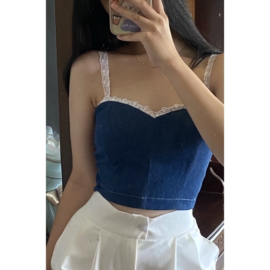 Pass áo croptop denim