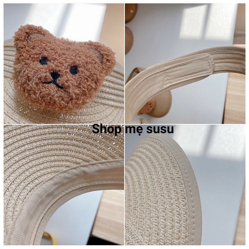 Mũ cói hình gấu cho bé từ 9 tháng -4 tuổi