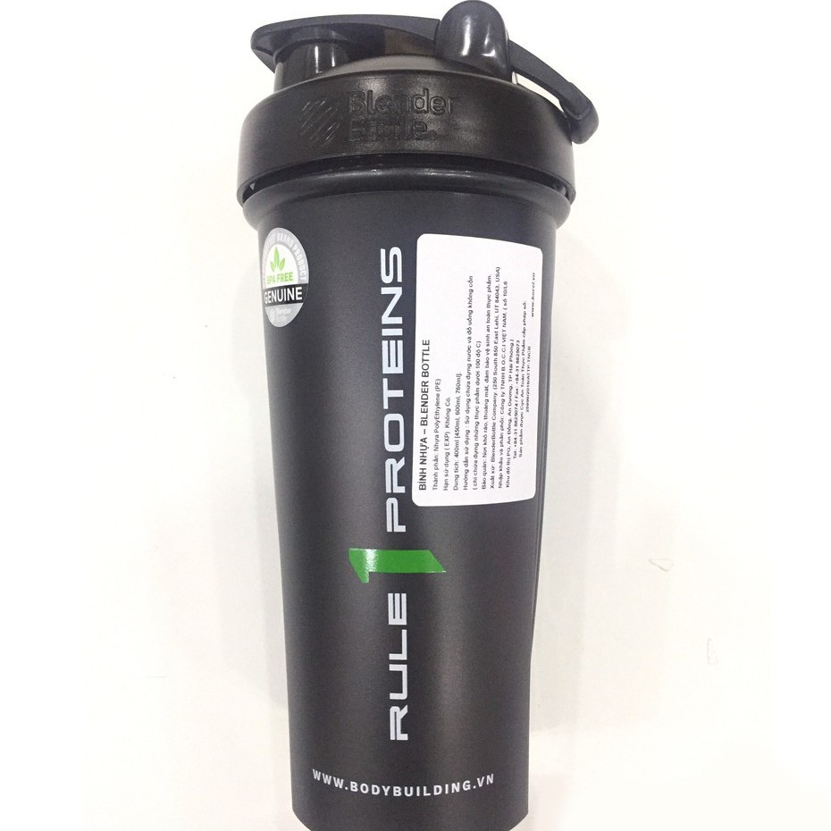 Bình Lắc Gym Blender Bottle RULE 1 PROTEIN 800ml  - Hàng Chính Hãng