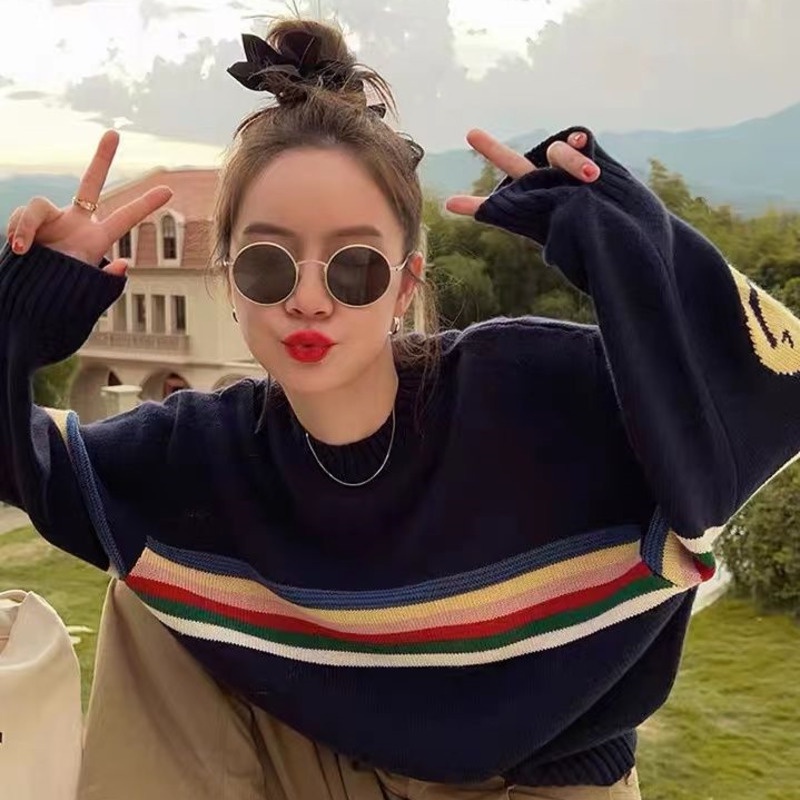 Áo sweater Dệt Kim Dáng Rộng Thiết Kế Mới Thời Trang Mùa Thu Phong Cách Hàn Quốc Cho Nữ