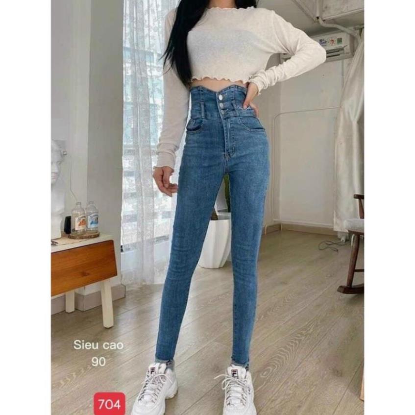 Quần Jeans Nữ BadShop ôm body vải jean cotton co dãn bigsize 26/27/28/29/30/31/32 NHIỀU NÚT LƯNG CAO 3 NÚT 5 NÚT ! ! !