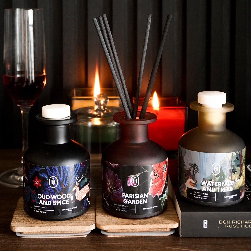 HỘP QUÀ Nến thơm phòng sáp thơm cao cấp 100% thiên nhiên, Vietnam sceted candle cup - Tinh dầu cắm que - THƠM DECOR