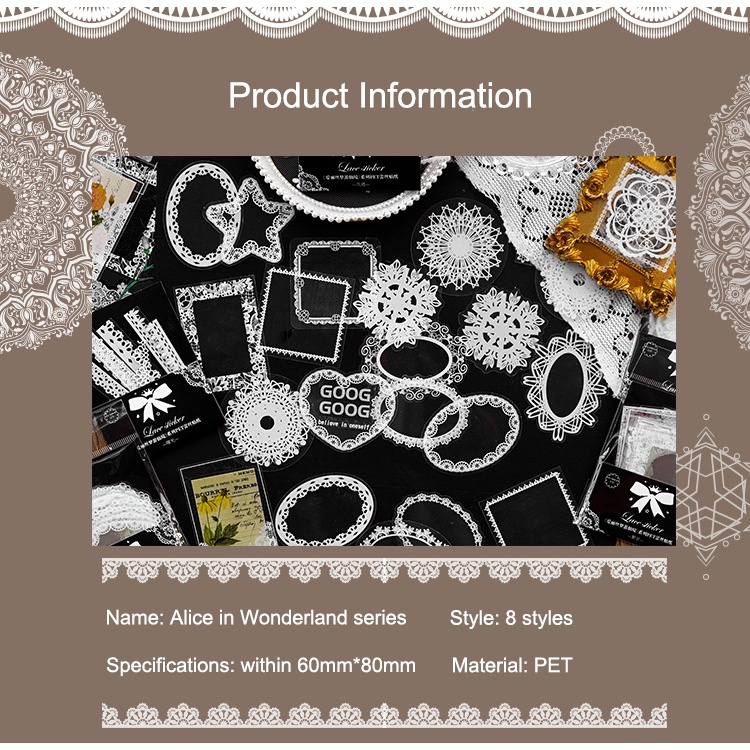 Bộ 15 Miếng Dán Trang Trí Sổ Tay/Nhật Ký DIY Phối Ren Kiểu Vintage Sáng Tạo