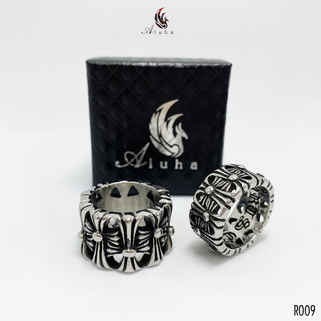 Nhẫn Titan Cemetery Cross Chrome Heart khắc chữ siêu đẹp - R009 - Aluha