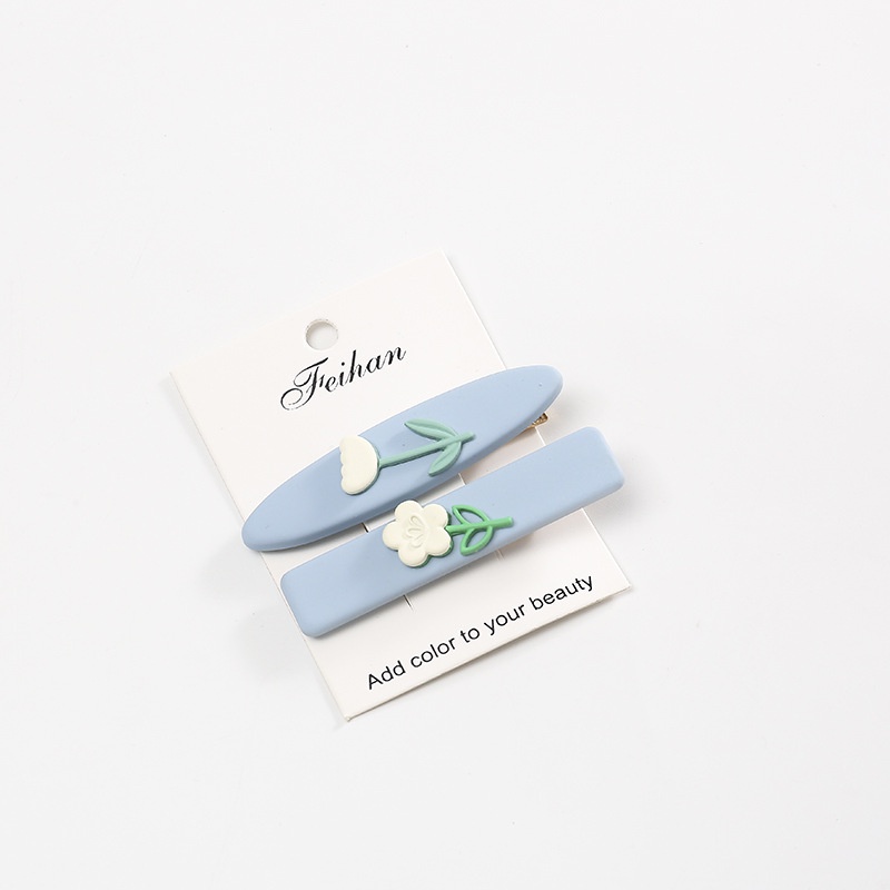 Kẹp Tóc Mái Chéo Hình Vuông Họa Tiết Hoa Thời Trang 2022