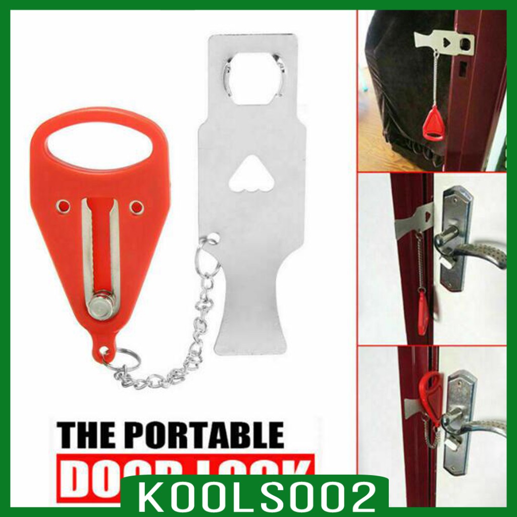 [KOOLSOO2] 1pc Portable Door Lock Travel Hotel Apartment Door Stopper Door Tool Easy Install, Giving you additional safety, security and privacy behind it.