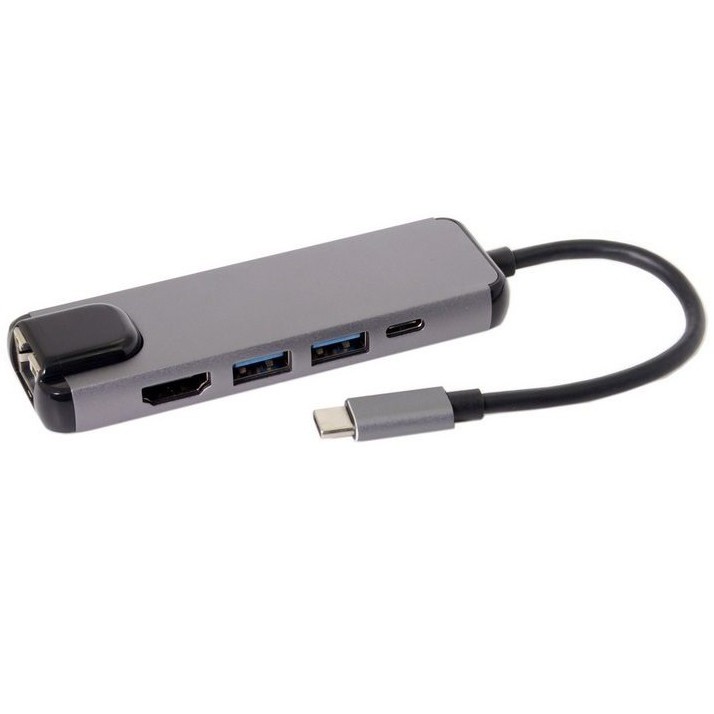 [Mã ELMS5 giảm 7% đơn 300K] Cáp chuyển đổi Hup USB Type C 5 in 1 To HDMI, RJ45, 2 x USB 3.0, USB Type C