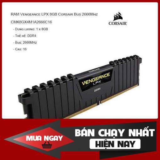 RAM desktop CORSAIR Vengeance LPX CMK8GX4M1A2666C16 (1x8GB) DDR4 2666MHz - hàng chính hãng